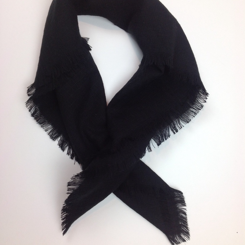 Classic Black Fringed Scarf Wrap